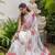 White and pink flower printed linen cotton sarees with un-stitched blouse
