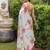 White and pink flower printed linen cotton sarees with un-stitched blouse