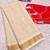 Light chiku linen cotton kerala saree with embroidered blouse