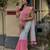 White peach linen cotton kerala kasavu saree with gold zari