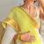 White yellow digital printed linen cotton saree