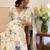 Light chiku floral printed linen cotton saree