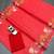 Red floral printed linen cotton saree with unstitched blouse