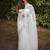 White floral printed linen cotton saree