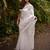 White floral printed linen cotton saree