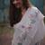 White floral printed linen cotton saree