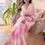 Pink floral printed linen cotton saree