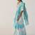 Sky blue floral printed linen cotton saree