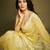Yellow floral printed linen cotton saree