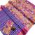 Blue floral printed linen cotton saree with pink blouse