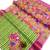 Green zigzag floral print linen cotton saree