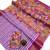 Lavender zigzag floral print linen cotton saree