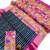 Navy blue zigzag floral print linen cotton saree