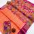 Orange zigzag floral print linen cotton saree