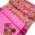 Pink zigzag floral print linen cotton saree