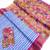 Sky blue linen cotton floral print saree with zigzag design