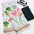 White floral linen cotton saree with green blouse
