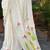 White linen cotton saree with pink floral print
