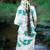 White green leaf print linen cotton saree