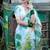 White green leaf print linen cotton saree