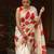 White red linen cotton floral print saree