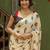 Light chiku black linen cotton digital printed saree