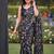 Women's luxury printed satin saree with unstitched banglory silk blend blouse piece
