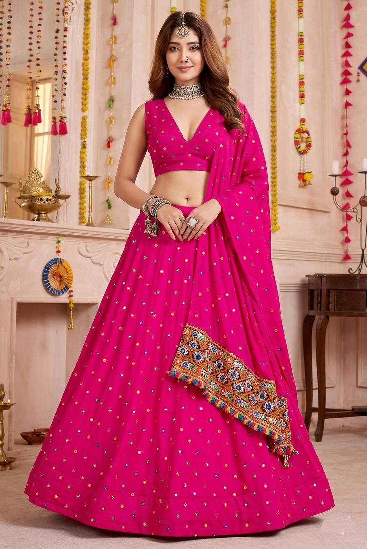 Gold  Function Wear Lehenga Choli