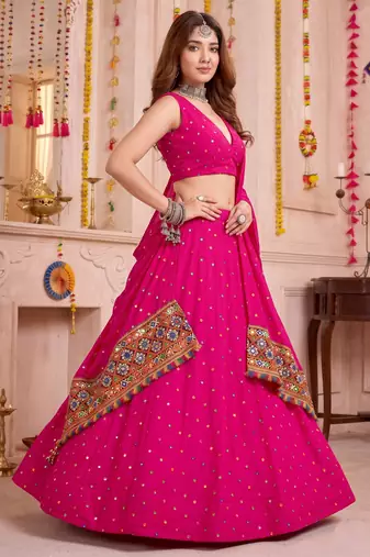 Gold  Function Wear Lehenga Choli