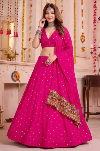 Gold  Function Wear Lehenga Choli