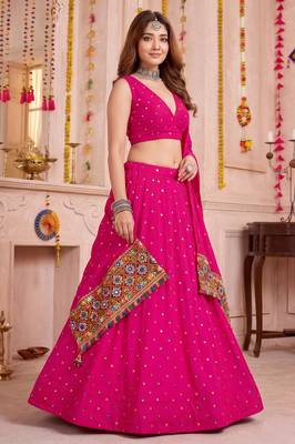 Gold  Function Wear Lehenga Choli 4