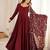 premium roman silk embroidery sequence and jari work maroon readymade ethnic gown 
