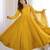 premium roman silk embroidery sequence and jari work yellow readymade ethnic gown 