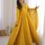 premium roman silk embroidery sequence and jari work yellow readymade ethnic gown 