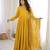 premium roman silk embroidery sequence and jari work yellow readymade ethnic gown 