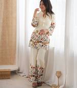 heavy cotton printed febric white readymade salwar suit