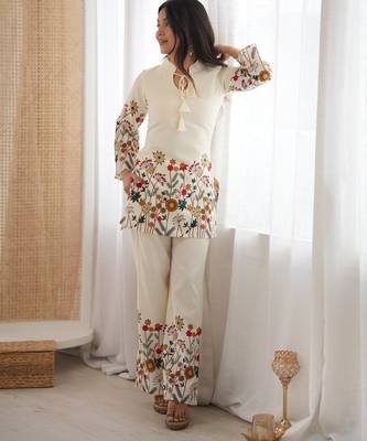 heavy cotton printed febric white readymade salwar suit 2