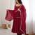 heavy chanderi silk fancy mirror lace handwork work maroon readymade ethnic gown