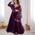 heavy fux georgette embroidery khatli work and mirror work wine readymade ethnic gown