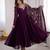 heavy fux georgette embroidery khatli work and mirror work wine readymade ethnic gown