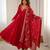 heavy fux georgette embroidery khatli work and mirror work red readymade ethnic gown