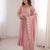 Heavy roman silk embroidery sequnce work light pink readymade ethnic gown