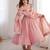 Heavy roman silk embroidery sequnce work light pink readymade ethnic gown