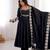 Heavy roman silk embroidery sequnce work black readymade ethnic gown