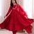 trendy roman silk embroidery sequence and mirror work red readymade ethnic gown