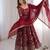 heavy faux georgette embroidery sequence work maroon readymade ethnic gown