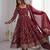 heavy faux georgette embroidery sequence work maroon readymade ethnic gown