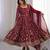 heavy faux georgette embroidery sequence work maroon readymade ethnic gown
