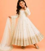 Heavy fendy silk embroidery and sequnce work white readymade salwar suit