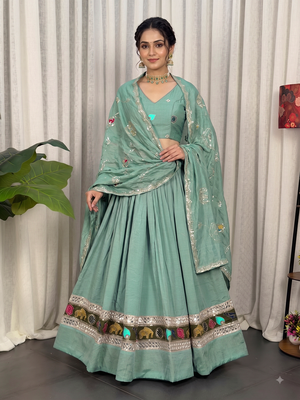 Pastel Aqua Blue Navratri Chaniya Choli 4